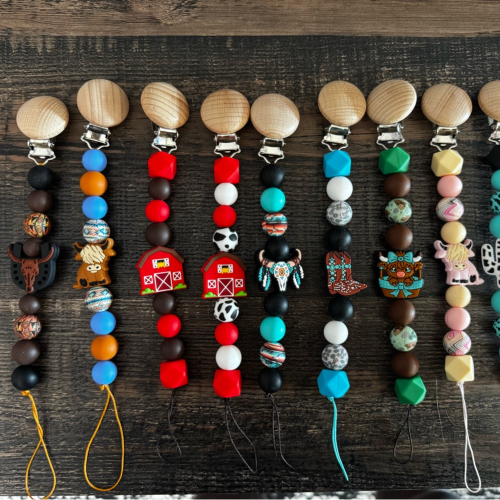 Colorful Beaded Pacifier Clips